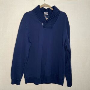 Vineyard Vines Mens Large Pullover Sweater Blue Shawl Collar Elbow Patch Cotton